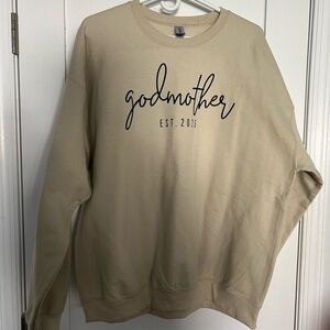 Gildan Beige 'godmother' Crewneck Sweatshirt